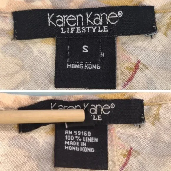 sold-Vintage Karen Kane 100% linen floral cottage boho maxi dress size S - Picture 5 of 6